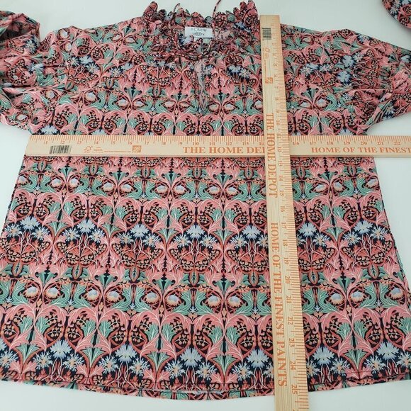 J Crew Liberty Shirt May Nouveau Print Scalloped Tie-neck Top Womens Sz Small - Picture 8 of 10